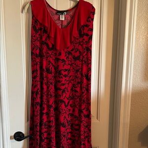 CSC Studio Red and Black Floral Maxi Dress
